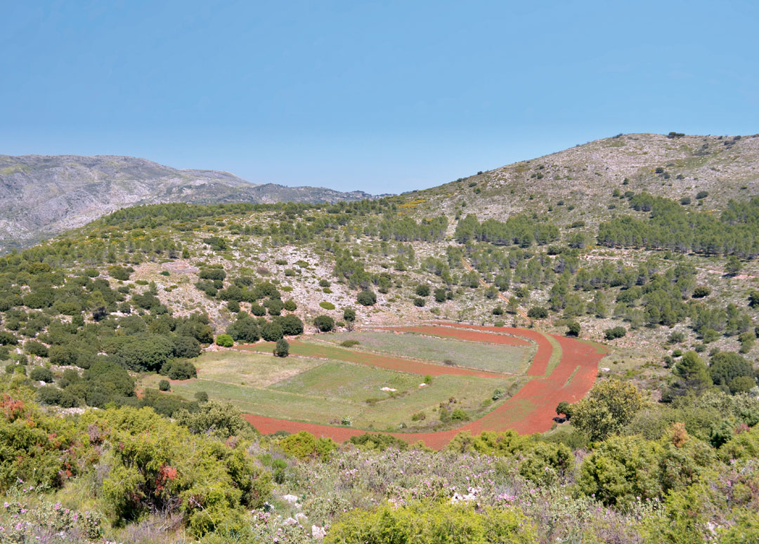 Panoramic view of the La Llacuna doline of Castell de Castells